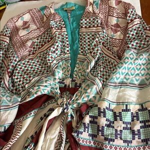 Issa London 100 percent silk tunic style Multicolor Geometric blouse